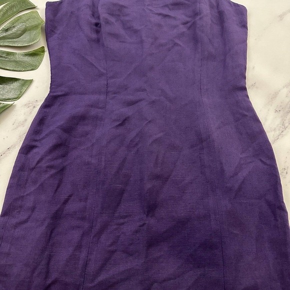 The Limited Vintage Linen Blend Sheath Dress Size 6 Purple Sleeveless 90s - Picture 3 of 9